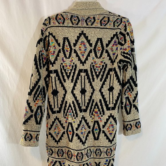 Northern Angel Open Gray Multicolor Aztec Print Cardigan Sweater Women's Size L - Picture 3 of 12